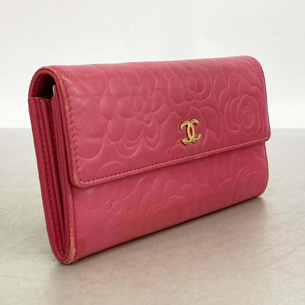 CHANEL Authentic Pink Lambskin Leather Wallet - Picture 2 of 8